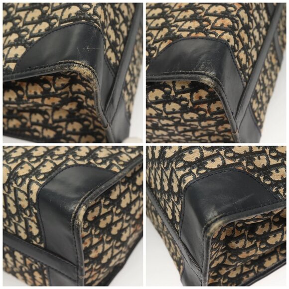 Christian Dior Trotter Canvas Hand Bag Navy Gold Auth 126103 - Picture 14 of 16